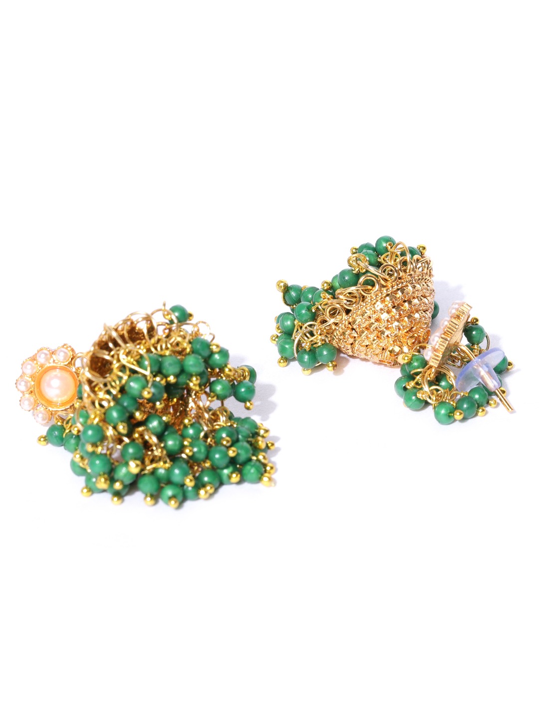 YouBella Gold-Toned  Green Beaded Textured Jewellery Set